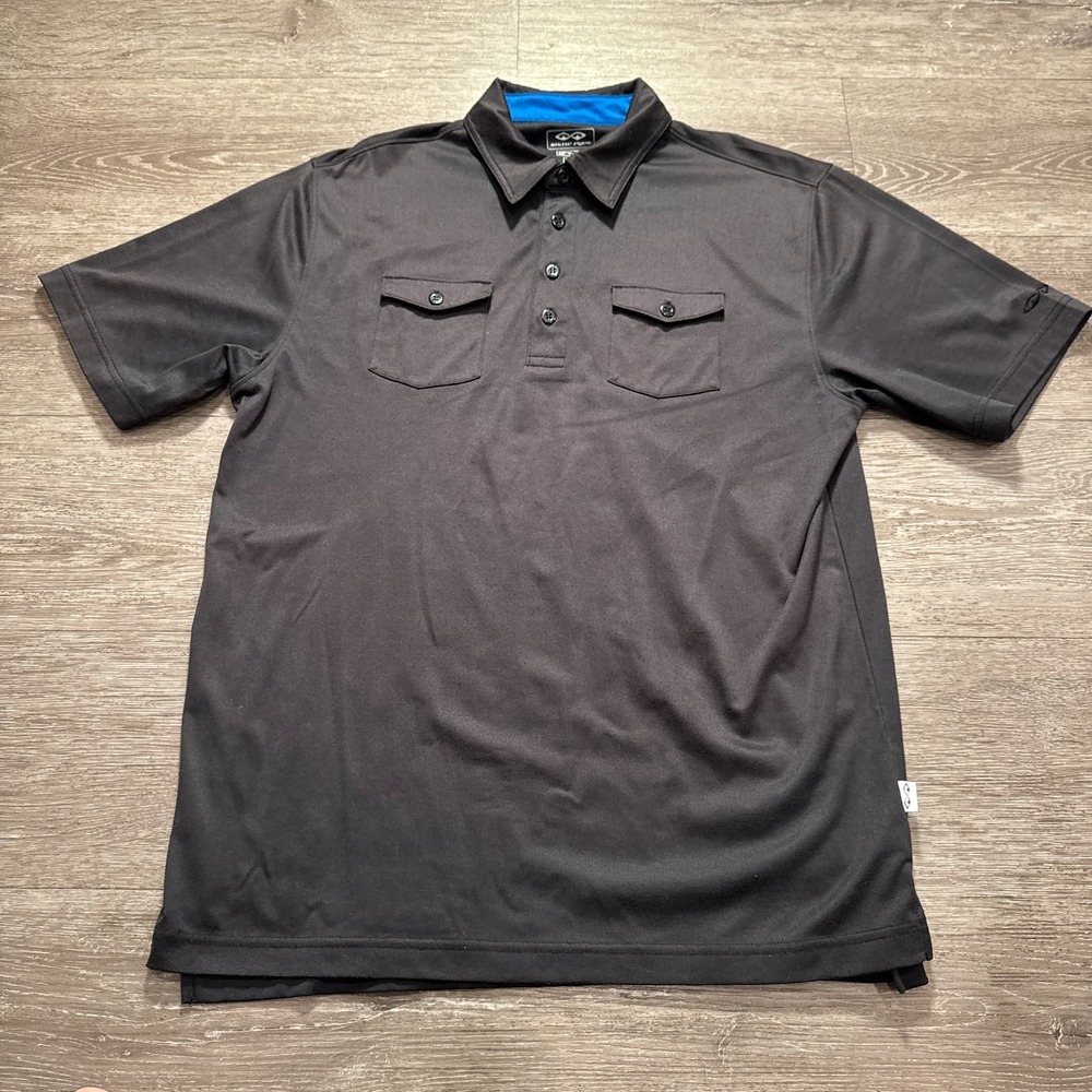 Snake Eyes Polo Shirt Mens Medium Black Golf Stretch Performance Travel‎ Pocket